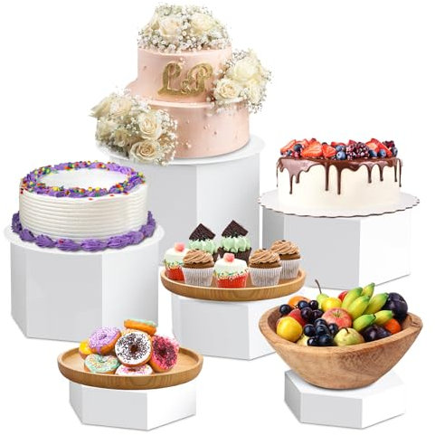 Jerylota Buffet-Risers,6PCS Aufsteller für Buffet Tisch, Acryl Dessert Ständer, Lebensmittelaufsteller für Catering,Display-Ständer für Party,Hochzeit, und Event-Deko,Klarer Acryl-Würfel-Display (L)