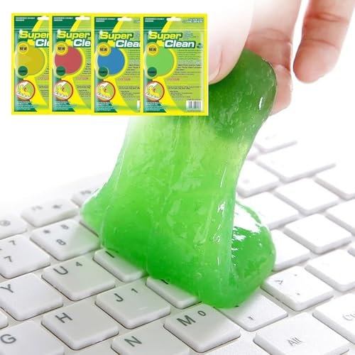 Reinigungsknete, Tastatur Reiniger, 4 Stück Keyboard Cleaner, Tastatur Reinigung, Reinigungsgel, Auto Cleaning Gel, Wiederverwendbar Auto Innenraum Reiniger, Tastaturreiniger Gel für Computer, Mobile