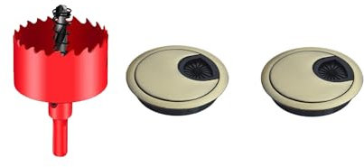 DuDuZui Desk Cable Grommets Bronze, 60mm Durable Computer Desk Metal Cable Hole, Round Cable Hole Cover for Office Home Desktop Cable Organizer, with 1 Hole Saw