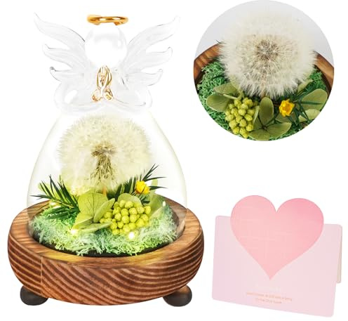Estatua de Ángel de diente de león Eterno en cristal,Eternas Regalo Creativo para Mujer Mamá Abuela,Amuleto de la suerte,Regalos decorativos con luz LED,Ideal para cumpleaños, Navidad,Día de la Madre
