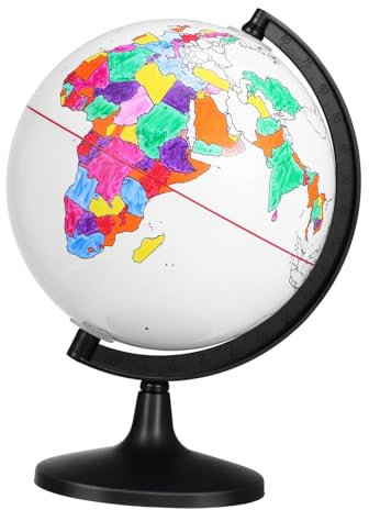 ORFOFE Globe Vierge à Colorier, Globe à Peindre Soi-même en PVC Blanc, Modèle de Coloriage Éducatif Non Peint, Décoration Artistique 1 PC