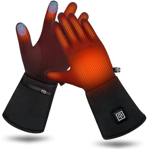 WUEAOA Gant Chauffant | Gants Chauffants Femme Homme | 3 Niveaux de Chauffe & Écran Tactile | Ultra-Fins pour Une Dextérité Maximale | Se Portent Seuls ou en sous-Gants, Unisexe, Batterie 2200 mAh * 2