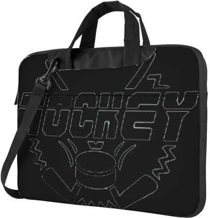 Uusnwaa Sacoche classique et fine pour ordinateur portable imprimé hockey avec bandoulière et poignée, sacoche ergonomique et sac à bandoulière, Noir , 13 inch