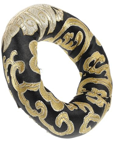 Coussin Décoratif pour Bol Chantant Tibétain Anneau Noir en Coton | Bol Chantant, Léger et Facile à Transporter, Rangement Pratique, Usage Bureau et Décoration Artisanale
