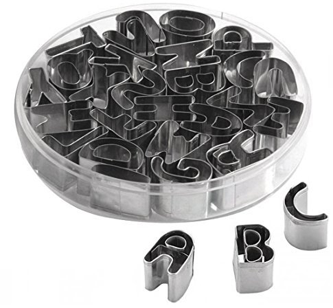 Sourcingmap A to Z 26pcs Stainless Steel Alphabet Letters Biscuit Cookies Cutters Molds Mini Shaped Mould Decorating Tool