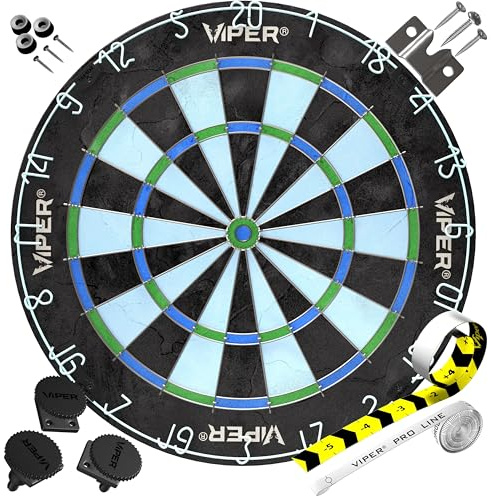 Viper Chroma Tournament Bristle Steel Tip Dartboard Set with Staple-Free Bullseye, Galvanized Metal Triangular Spider Wire for Reduced Bounce Outs; High-Grade Self-Healing Premium Sisal
