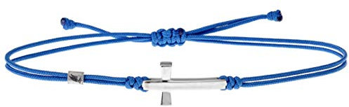 Wind Passion - Bracelet Croix Bleu | En Corde Fine et Fermeture Argentée | Cadeau Hommes Femmes Fait Main En Europe | Corde Fine Nautique Réglable