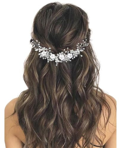 GORAIS Flower Bride Wedding Hair Vine Crystal Bridal Headpieces Pearl Hair Accessories for Women and Girls