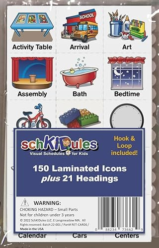 Personal Sized Laminated Activity Cards for Autism, ADHD, Communication Aid and Behavioral Supports: Velcro Hook and Loop Included to Build an Individual Visual Schedule on Any Surface