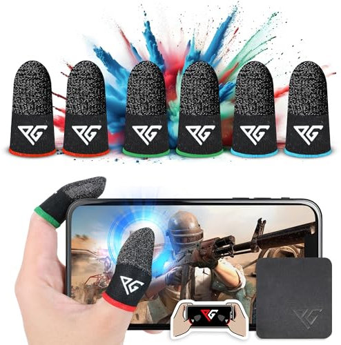 Progameplays Finger Sleeves für Mobile Gaming, 3 Paare Hybrid aus Carbon- & Silberfaser, Ultraempfindlich & Atmungsaktiv 0,3 mm Schweißresistent, Für Trockene Haut, Kompatibel mit PUBG (Standardgröße)