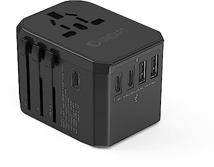 Reiseadapter Weltweit, Unidapt Universal Reisestecker mit 3USB C 2USB und 1AC Steckdose, Internationaler Steckdosenadapter, Universaladapter für Deutschland USA England Thailand Italien Australien