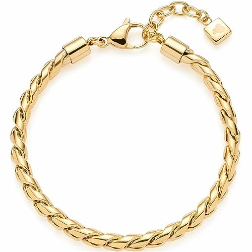 Leonardo Jewels Tracy damarmband av rostfritt stål, starka armsmycken guldfärgade, längd 18,5–21 cm, smyckesgåva för kvinnor 023175, Eine Grösse, Rostfritt stål, Ingen ädelsten