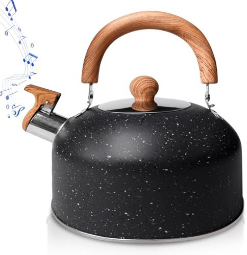 Wasserkessel Induktion, 3 L Flötenkessel, Edelstahl Teekessel Mit Holzmasergrif, Edelstahl Flötenkessel, Teekessel Induktion Für Camping, Wander, Kochen Im Freien