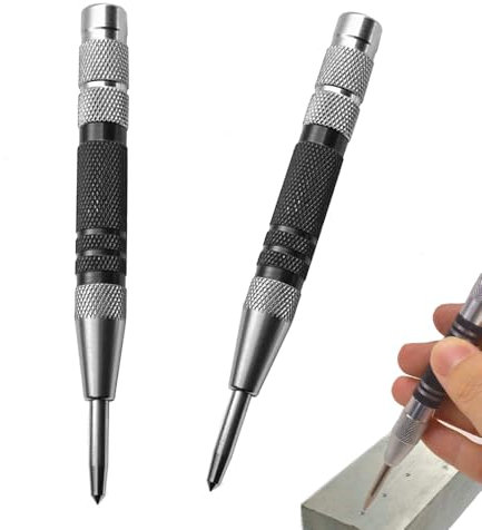 2 PCS Automatic Center Punch Adjustable Tension Hole Punch Heavy Duty Center Hole Punch for Metal Glass Wood Punching