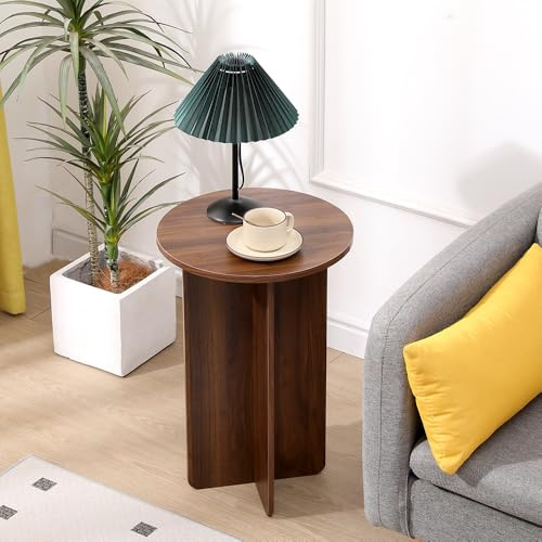 Redd Royal 40CM Tall Small Round Side Table for Sofa Bed Living Room Bedroom, Narrow Wood Coffee Tables End Table Decor Plant Stand Bedside Table