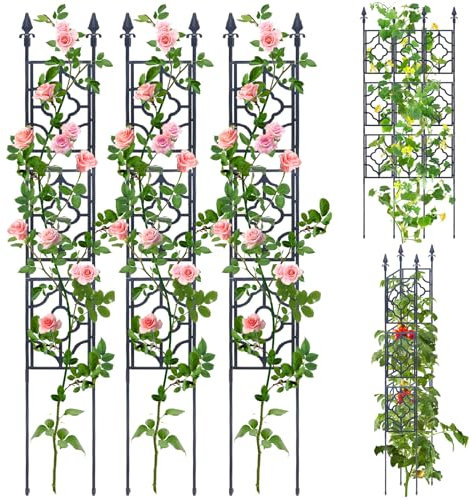 Rankgitter Garten Rankhilfe, Deaunbr Rankhilfen für Kletterpflanzen, Metall Gurkenturm Rostfrei Obelisk Rosenspalier Rankhilfe Hochbeet für Clematis,Tomate, Rosen, Blumen, Gemüse, Brombeeren, Gurken