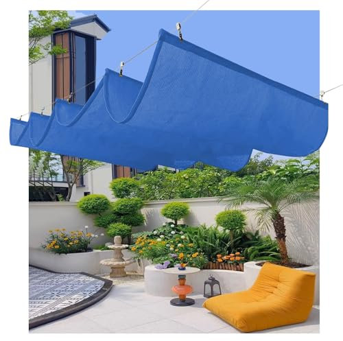 Extérieur vague voile d'ombrage rétractable，Voile d'Ombrage Rétractable,Voile d'Ombre de Vague,Rétractable Kit de Couverture d'Ombre,Anti-UV 95%,pour La Piscine d'Hôtel(W2.8*L10m/W9.19*L32.81ft)