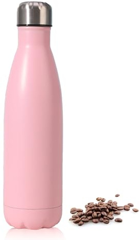 Insulated Water Bottle, 500ml Stainless Steel Thermal Flask, Vacuum Insulated Flask for Hot & Cold Drinks, Leak-Proof Thermal Metal Drinking Water Bottles for Kids, Gym, Sports, Travel (Pink)