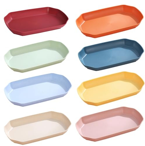 burkfeeg 8er 29.4cm Set piatti in plastica,Essteller in plastica Mehrweg für Party,Picnic, Camping,all'aperto, piatto senza frattura in PP,Piastra sicura e leggera Microonde e lavastoviglie, Bunt
