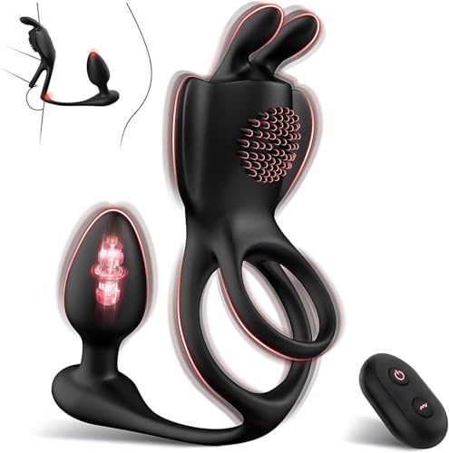 Sex Toys Maschili Anello Penieno Vibrante con Plug Anale Vibrante, Massaggiatore Prostatico con Telecomando e Masturbatore Maschile con 9 Modalità di Vibrazione Anello Vibrante e Butt Plug per Coppia