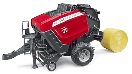 bruder 02039 - Massey Ferguson pressa per balle rotonde RB 4180 V - pressa per balle, mietitrice, fattoria, trattore, balle di paglia