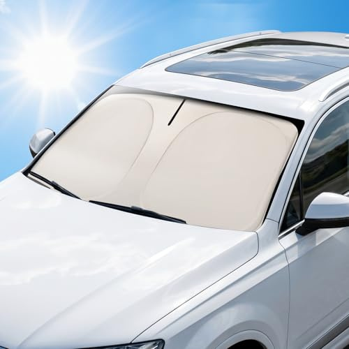 Sonnenschutz Auto Frontscheibe, Windschutzscheibe Sonnenschutz, Frontscheibenabdeckung, Auto Sonnenschutz Frontscheibe Innen, blockiert UV, Staub, kühlt, passt für viele Autos (L:H80xB142cm)