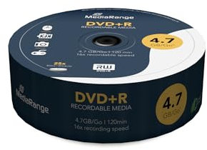 MediaRange DVD+R 4.7GB|120min 16-fache Schreibgeschwindigkeit, 25er Pack, MR404