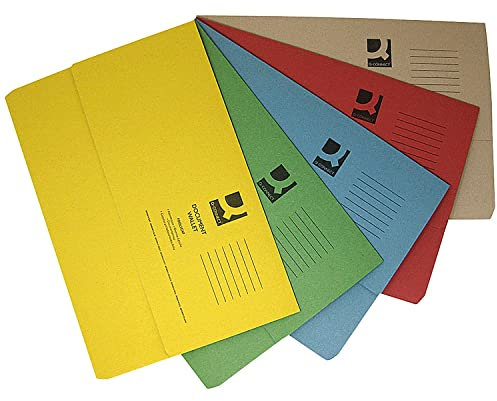 Q-Connect Document Wallets Foolscap Assorted (Pack of 50) KF01490