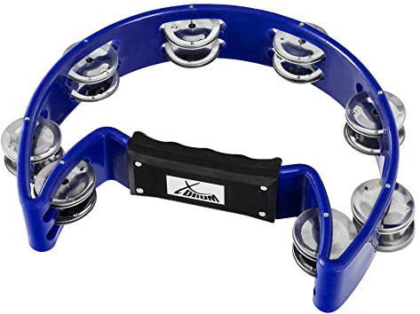 XDrum Hand Tambourin Halbmond Form (Tambourine, 16 Paar verchromte Stahl-Schellen, Kunststoff) blau