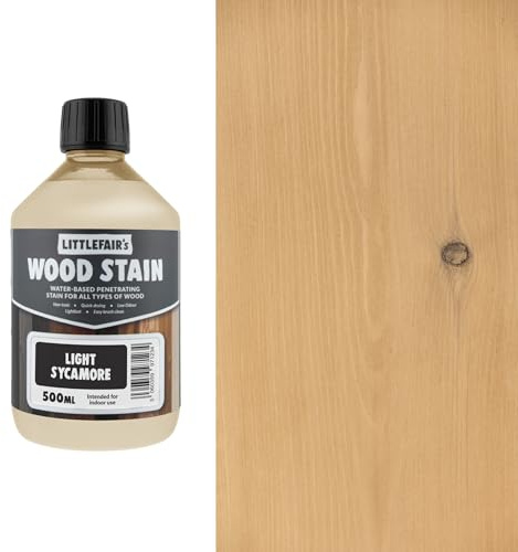 Littlefair's Wood Stain Water-Based - (Light Sycamore) – Non-Toxic, Eco-Friendly & Quick Drying - Easy-to-Apply, Concentrated Formula for All Wood Types – 500ml