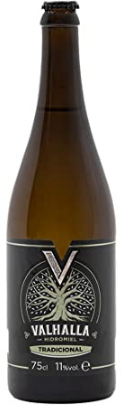 Valhalla Hidromiel Tradicional | Bebida Ecológica, Ideal Para Maridar Con Chacinas Y Quesos | Elaborada Con Mieles Dulces Y Aromáticas, Sin Gluten | Inspirado En La Tradición Vikinga, Botella 75cl
