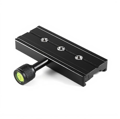 Tosuny Adattatore per Morsetto QR in Lega di Alluminio da 120 mm per Piastra a sgancio rapido 1/4 3/8 Compatibile con treppiede Arca Swiss RSS (Nero)