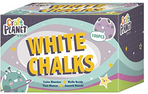 Craft Planet Standard Chalk, White, Pack Of 100, Art & Craft Fun For Kids, Drawing, Pavement, Playground, School, Home, Garden, Games, Paper, Art, Doodling