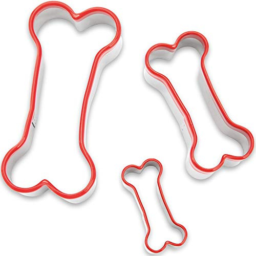 3-Piece Dog Bone Cookie Cutters Set - Dog Treats Cutters, Bone Shapes, 2.4 to 3.9 Soft PVC Coated