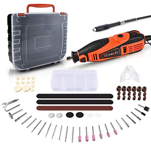 GOXAWEE Outil Rotatif Multifonction, 180W Outils Multifonctions Sans fil avec 181 Accessoires, 5 Vitesse Réglable, 8000-35000 tr/min pour Découper, Poncer, Percer, Nettoyer, Sculpter, Polir, Graver