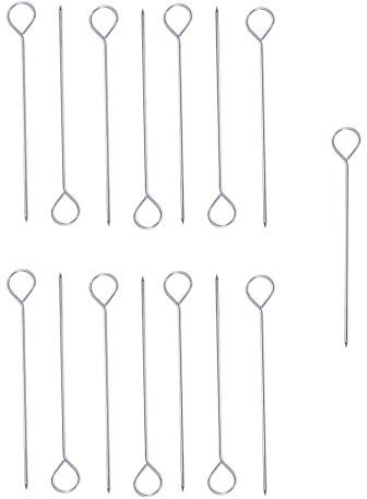 Ruwado 15 Pcs 6 Inch Turkey Lacers for Trussing Turkey Stainless Steel Silver Meat Roasting Trussing Needles Poultry Grilling Supplies for Barbecue BBQ Cooking Kitchen Chicken Roast Supplies (6 Inch)