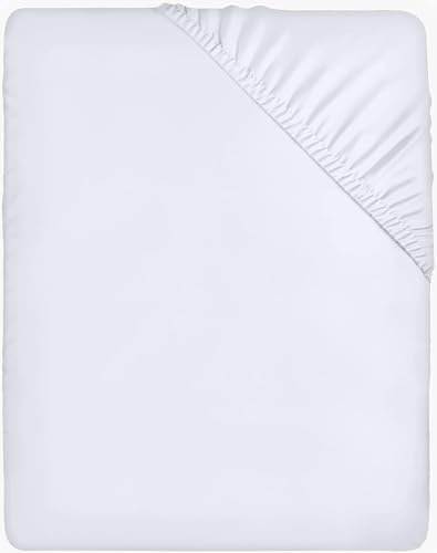 Utopia Bedding - Spannbettlaken 120x190cm - Weiß - Oeko-Tex Zertifiziertes Gebürstete Polyester-Mikrofaser Spannbetttuch - 35 cm Tiefe Tasche