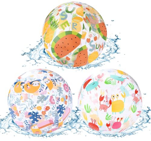 VINEST 35cm Wasserball Aufblasbar PVC: 3 Stück Wasserball Kinder Sommer, Wasserbälle, Aufblasbarer Ball für Wasser Schwimmbad Spielzeug, Balloon Inchable Niños Playa für Strand Party