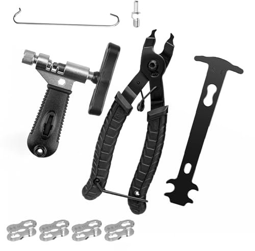 Nokwocy Rivet de chaîne vélo, Pince à maillon, séparateur de concasseur de chaîne, indicateur d'usure de chaîne, 4 Paires de Bicyclette à Gauche – Ouvreur, Fermeture, Cutter, erbindungswerkzeug
