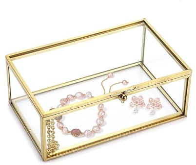 Lucxhcky High Transparent Retro Glasses Box with Covered Glass,Jewelry Glass Clear Display Souvenir Boxes, Box in Glasses with Lid