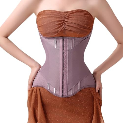 Yixinly Korsett dam magväg, midjetränare dam fitness midjetränare magbälte U-formad, lila, M(58-65KG)