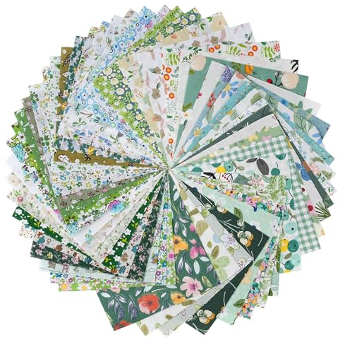 LetCart 200 Pezzi Quadratini Di Stoffa 13 X 13cm, 100% Patchwork Cotone Tessuto, Tessuti Motivi Stampati Stoffe, Diy Handmade Quilting Tessuti, Artigianato Fai Da Te E Decorazioni Per La Casa (Verde)