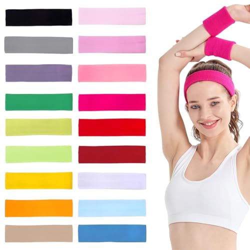 18 Pezzi Fascia Elastica Capelli,Fasce per Capelli Yoga Donne in Cotone,Fascia per Capelli Donna Turbante Larghe Fasce per Capelli Donna Yoga Antiscivolo Corsa Headband Sport Fasce Elastiche Fitness