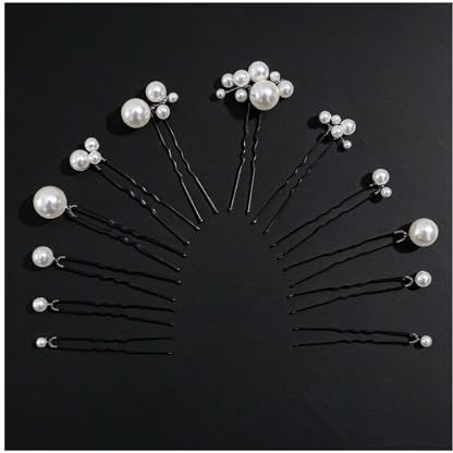 Zimocepuz Accesorios para el cabello de boda, 12 piezas, pinzas de pelo con perlas y lirios, set de 12 piezas