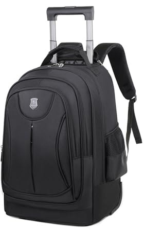 FANDARE 35L Trolley per 15.6 pollici PC portatili 2-in-1 Uomo Zaino con rotelle con manico telescopico Zainetto trasformabile Borsa per Insegnante con Ruote Borse Messenger Zaini ufficio giorno Nero