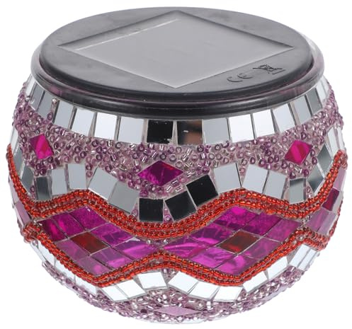 Generic Lámpara LED Solar de Vidrio Roja para Jardín, Luz de Bola de Cristal Decorativa, Iluminación Exterior para Patio y Césped, Resistente Intemperie, Iluminación Estilo Aleatorio
