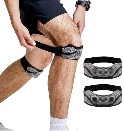 YOLONCE Rodillera Deportiva, Cincha Rotuliana, Ajustable Rodillera Deportiva, Soporte para Rodilla, Diseño ajustable, ideal para running, fútbol y baloncesto, fácil de colocar y regular, Negro
