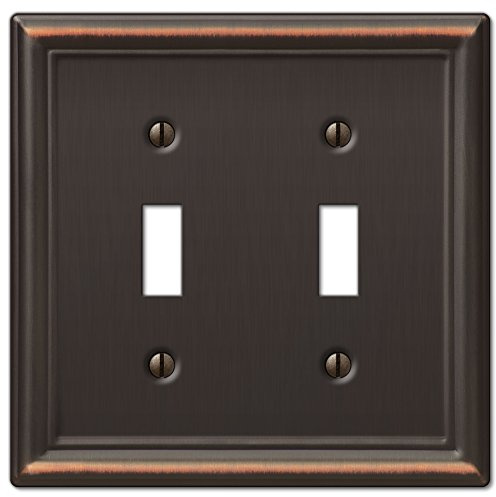 Amerelle 149TTDB Chelsea Wallplate, 2 Toggle, Steel, Aged Bronze, 1-Pack