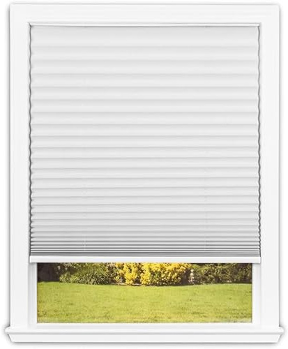 Redi Shade No Tools Easy Lift Trim-at-Home Cordless Pleated Light Filtering Fabric Shade White, 30 W x 64 L, (Fits windows 19 in - 30 in)
