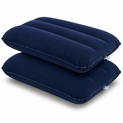 LUPO Inflatable Pillow, Blow Up Camping & Travel Pillow, Soft Flocked Top